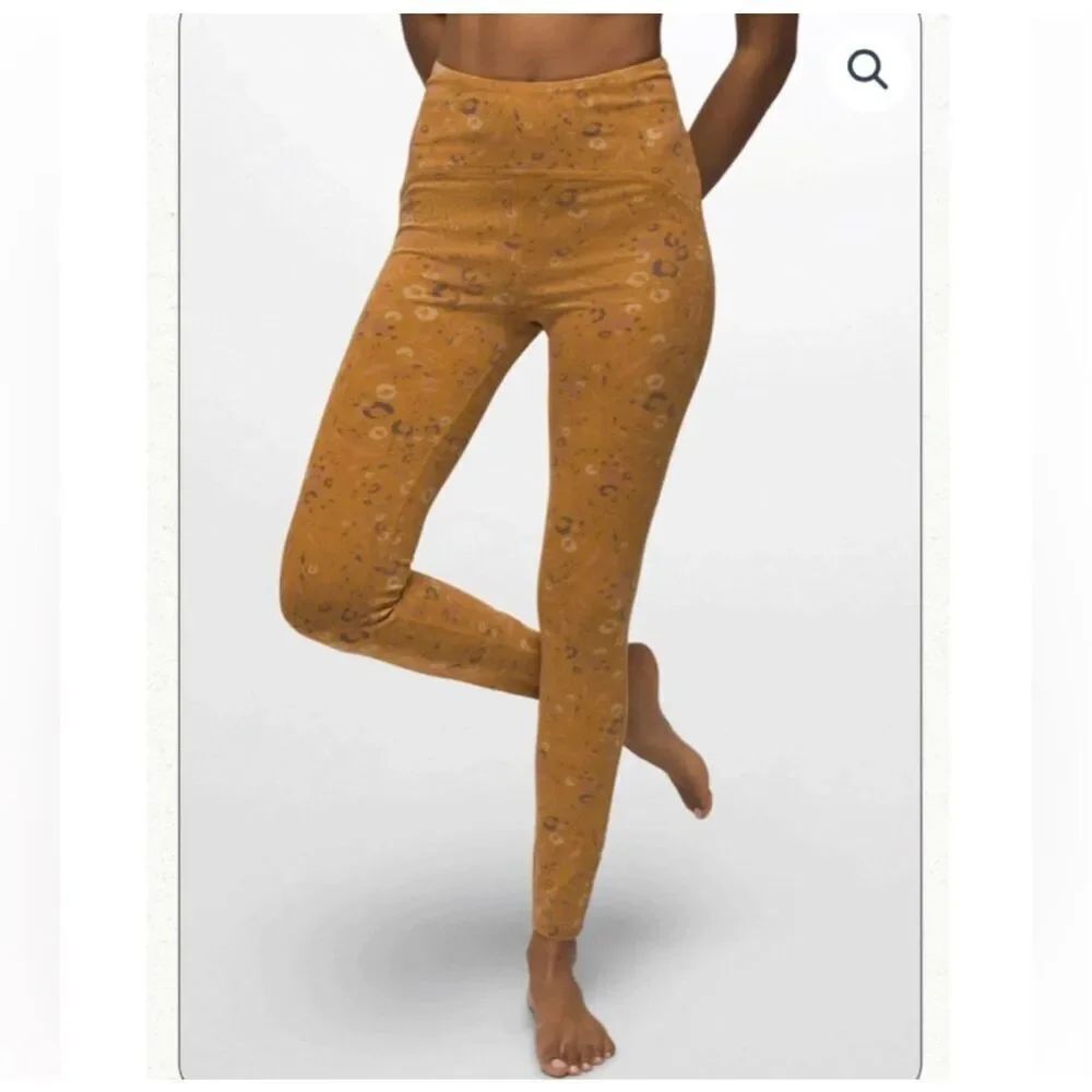 Prana Bohema Hill Spiced Seasons XS hemp mustard athletic leggings